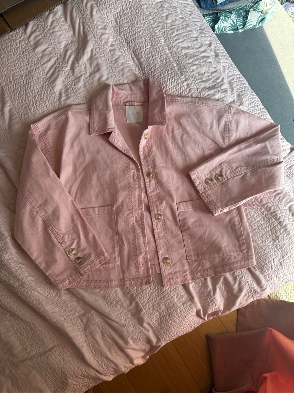 LC Lauren Conrad Pale Pink Denim Jacket soft jean